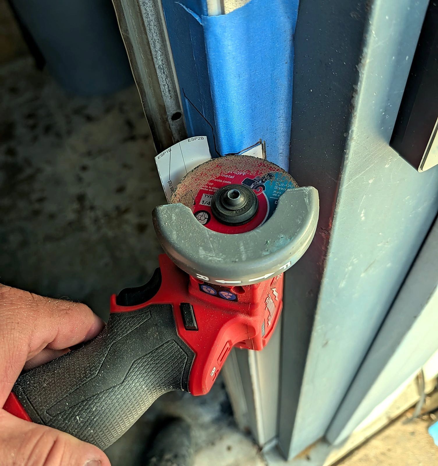 Cutting a door frame for an electric strike